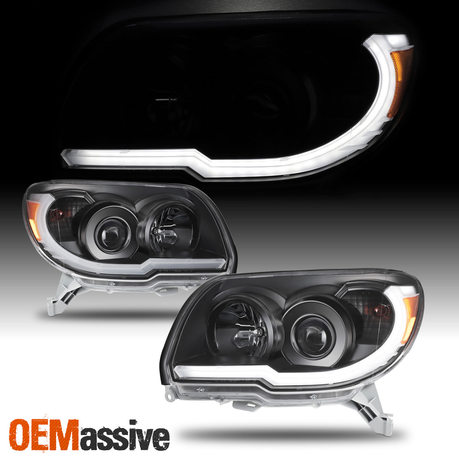 Fits 2006 2007 2008 2009 Toyota 4Runner DRL LED Strip Black Projector